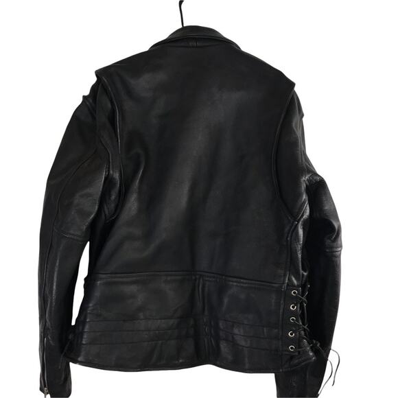 Mens Unbranded Heavy Thick Genuine Leather Motorcycle Biker Core Jacket Large - Picture 3 of 6